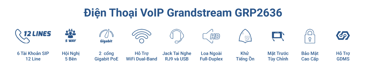 Grandstream GRP2636 được trang bị nhiều tính năng vượt trội